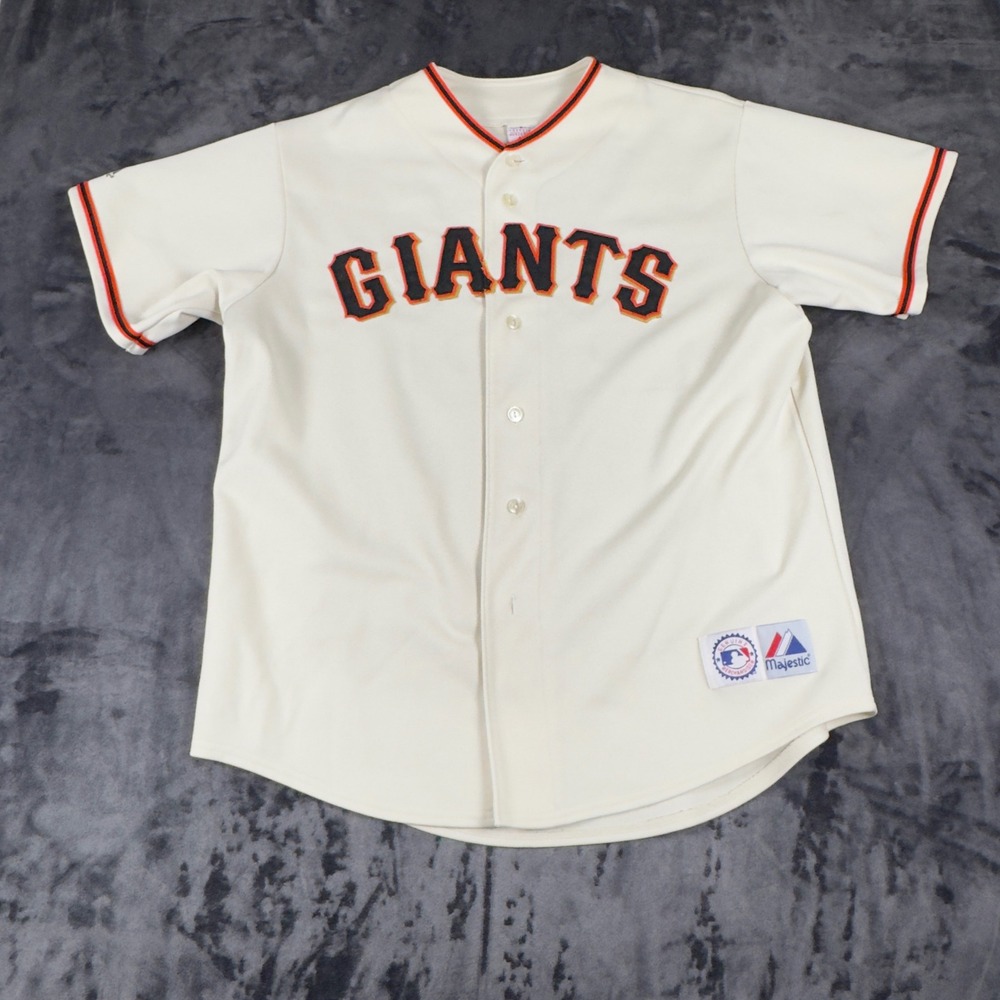 Majestic Baseball Jersey Mens XL Cream SF Giants Barry Bonds 25 MLB Button Up